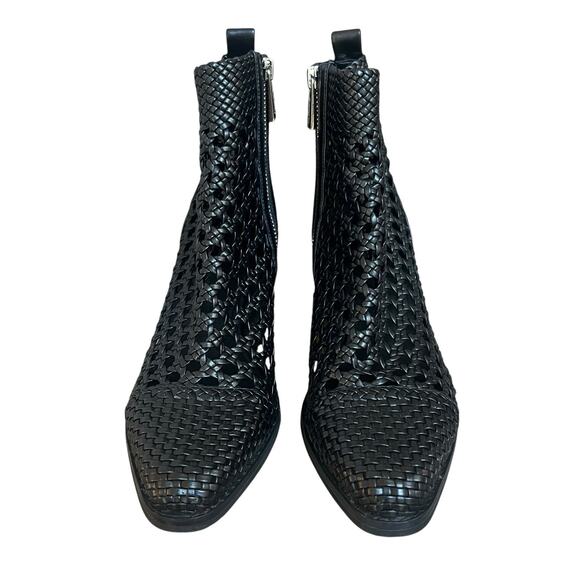 Michael Kors Black Augustine Woven Ankle Boots Size 7.5 Open Weave - Picture 3 of 15